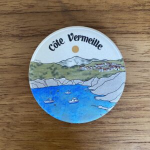 Magnet illustré Côte Vermeille entre mer Méditerranée et falaises catalanes par Caroline Duboc