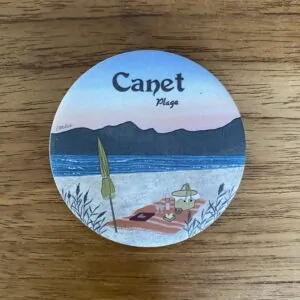 Magnet illustré Canet Plage coucher de soleil avec pique-nique sur la plage par Caroline Duboc