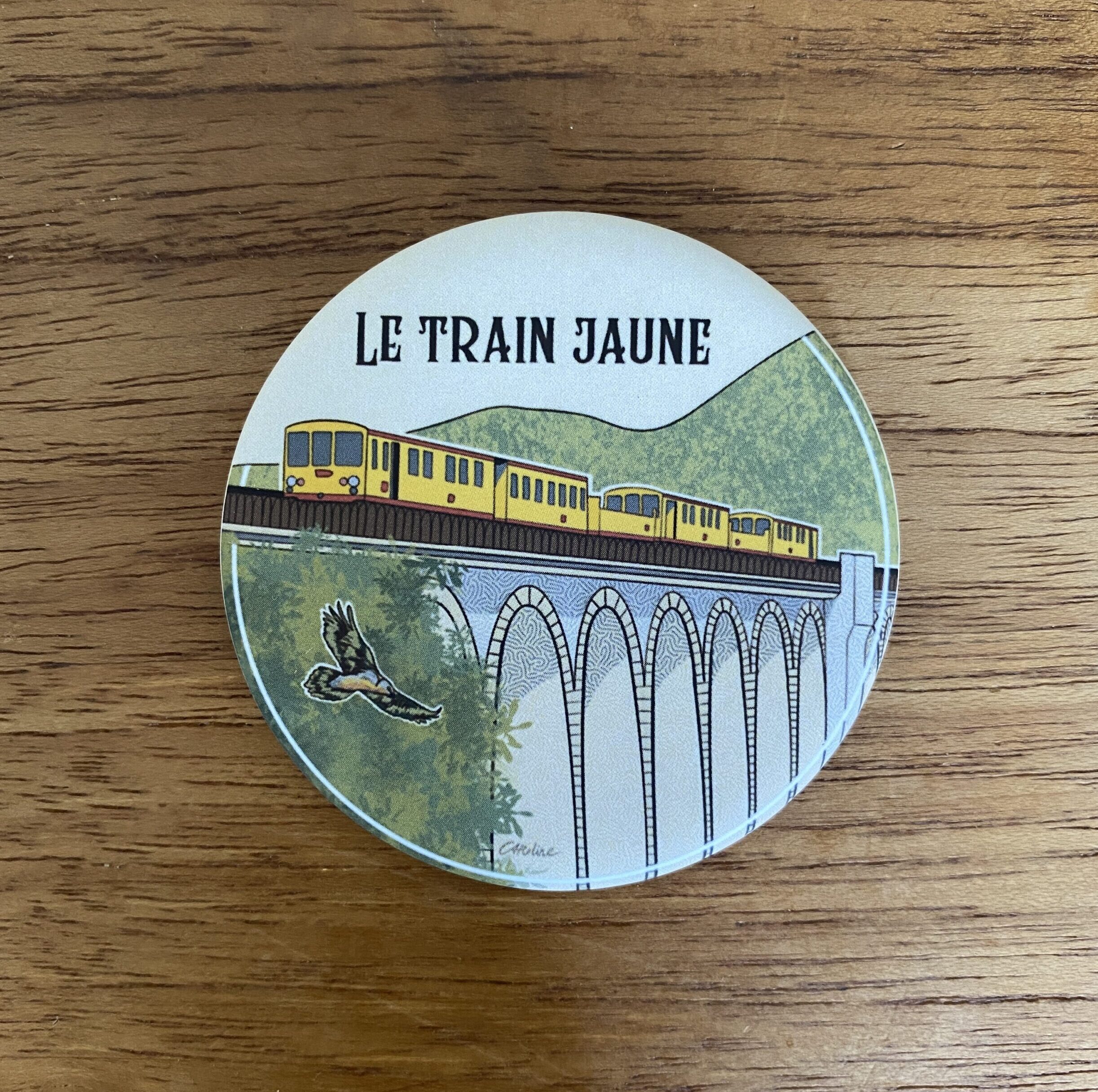 Magnet illustré Train Jaune des Pyrénées catalanes par Caroline Duboc