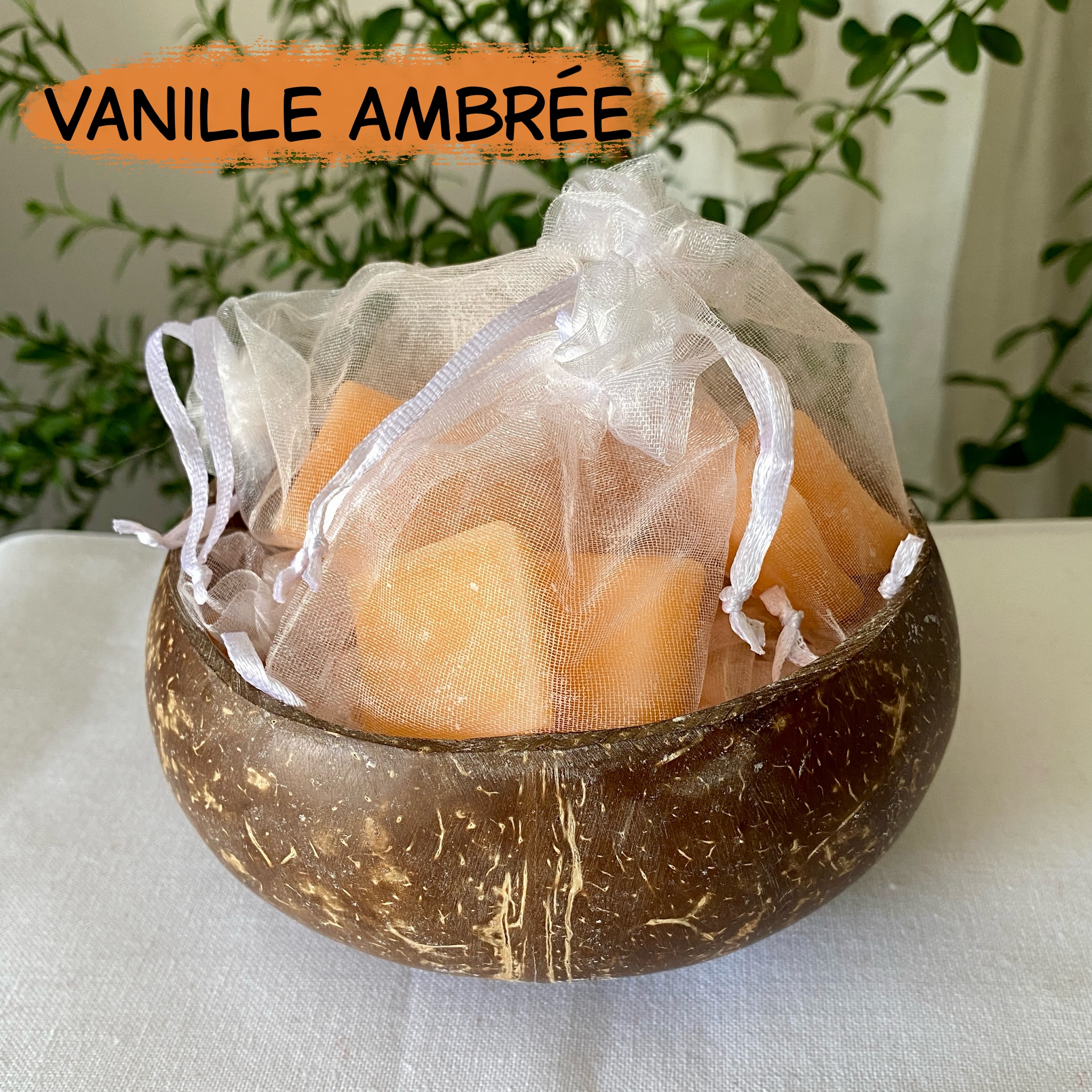 Carrés cire parfumée vanille ambrée